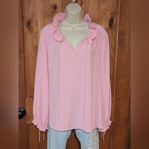 Gibson Latimer Pink Ruffled Blouse